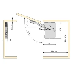 Compas Agile Smart pour porte relevable, 960 - 2350, Plastique gris antracite, Acier et Plastique.^Emuca Discount