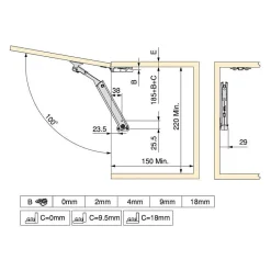 Compas pour portes levantes Altius One, Gamme de force 940-1710, Acier, Nickelé-Emuca Sale
