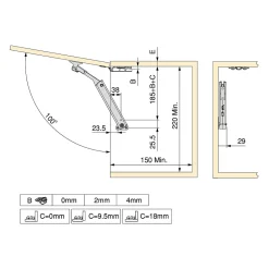 Compas pour portes levantes Altius One, Gamme de force 940-1710, Acier, Nickelé-Emuca Sale