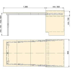Emuca Coulisses pour table à rallonge Party, Aluminium, Inox anodisé^ Clearance