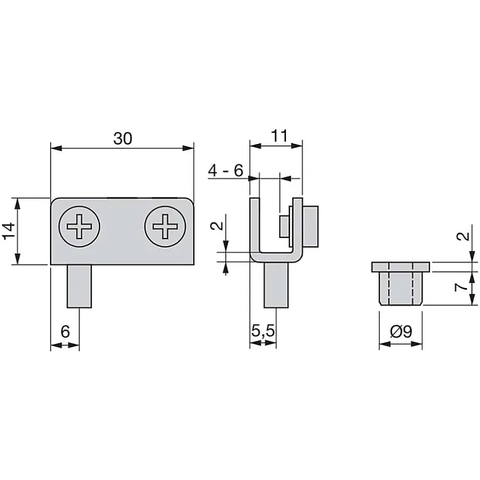 Jeu de charnières intérieures pour porte Verre, épaisseur 4-6mm, Acier, Gris métallisé-Emuca Sale