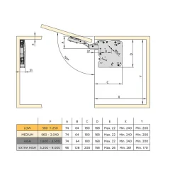 Jeu de compas pour portes relevables Agile, 3200 - 9000, acier et plastique, blanc^Emuca Hot