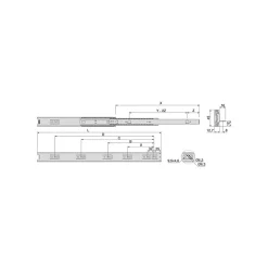 Emuca Jeu de coulisses à billes à sorties totale avec supports, hauteur 45mm, longueur 350mm, Acier, Zingué- Outlet