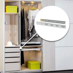 Emuca Jeu de coulisses à billes pour tiroirs à sortie totale, fermeture amortie, hauteur 45mm, longueur 400mm, Acier, Zingué- Discount