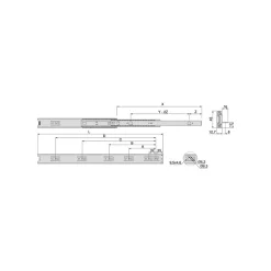 Emuca Jeu de coulisses à billes à sorties totale avec supports, hauteur 45mm, longueur 300mm, Acier, Zingué^ Discount