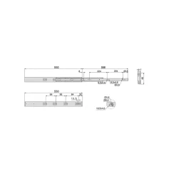 Emuca Jeu de coulisses à billes pour tiroirs à sortie totale, fermeture amortie, hauteur45mm, longueur 550mm, Acier, Zingué- Hot