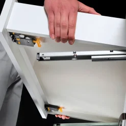 Emuca Jeu de coulisses invisibles pour tiroir Silver, à sortie totale, avec fermeture amortie et loqueteau, profondeur 490mm,- Hot