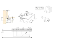 Emuca Jeu de coulisses invisibles Silver, Coulisse à sortie totale, fermeture amortie, profondeur 250mm, acier, zingué^ Clearance