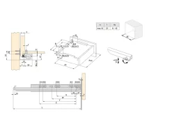 Emuca Jeu de coulisses invisibles Silver, coulisse à sortie totale, push, profondeur 300mm, Acier, Zingué^ New