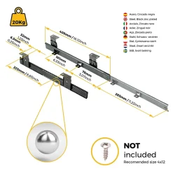 Emuca Jeu de coulisses porte-clavier à billes en acier, acier, zingué noir^ Discount