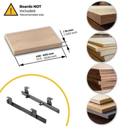 Emuca Jeu de coulisses porte-clavier à billes en acier, acier, zingué noir^ Discount