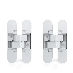 Lot de 2 charnières à boîtier pour portillon, charge 40kg, ouverture à 180 degrés, Zamak, Blanc-Emuca Clearance