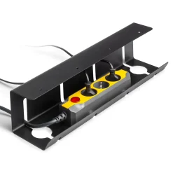 Lot de 2 Chemin de câbles sous le bureau, Longueur 430 mm, Acier, Peint en noir-Emuca