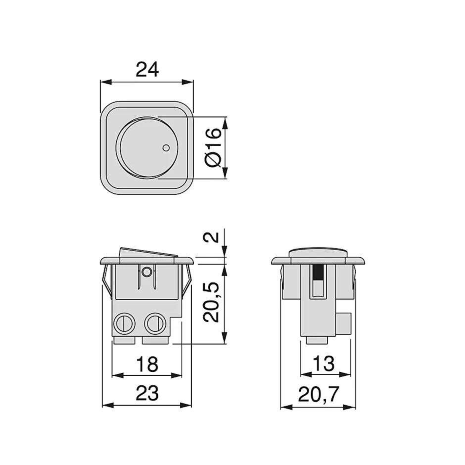 Lot de 10 interrupteurs à encastrer D21x21, Plastique, Gris^Emuca Outlet