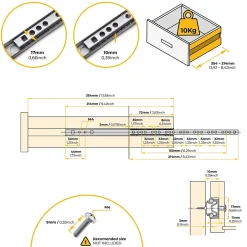 Emuca Lot de 5 jeux de coulisses de tiroir, roulement à billes, hauteur 17mm, profondeur 214mm, sortie partielle, zingué- Online