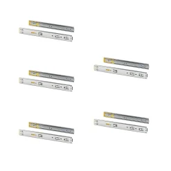 Emuca Lot de 5 jeux de coulisses pour tiroirs, roulement à billes, hauteur 45mm, profondeur 300mm, à sortie totale, avec push,- Best
