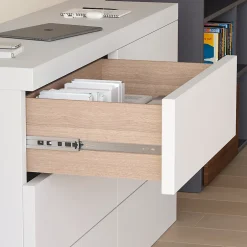 Emuca Lot de 5 jeux de coulisses pour tiroirs, roulement à billes, hauteur 45mm, profondeur 350mm, à sortie totale, avec push,- Discount