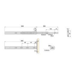 Emuca Lot de 5 jeux de coulisses pour tiroirs, roulement à billes, hauteur 45mm, profondeur 350mm, à sortie totale, avec push,- Discount