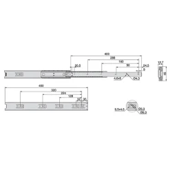 Emuca Lot de 5 jeux de Coulisses pour tiroirs, roulement à billes, hauteur 45mm, profondeur 400mm, sortie totale, Noir- New