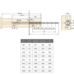 Emuca Lot de 5 jeux de coulisses de tiroir, roulement à billes, hauteur 17mm, profondeur 246mm, sortie partiel, Zingué^ Sale