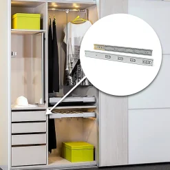 Emuca Lot de 5 jeux de Coulisses de tiroirs, roulement à billes, hauteur 45mm, profondeur 550mm, sortie totale, fermeture amortie,- Outlet