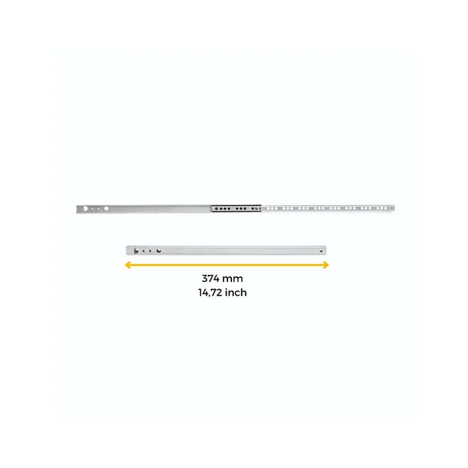 Emuca Lot de 5 jeux de coulisses de tiroir, roulement à billes, hauteur 17mm, profondeur 374mm, sortie partielle, zingué^