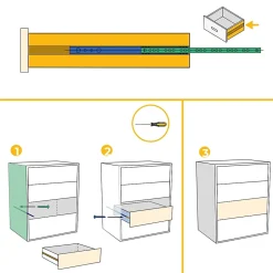 Emuca Lot de 5 jeux de coulisses de tiroir, roulement à billes, hauteur 17mm, profondeur 342mm, sortie partiel, Zingué^ Clearance