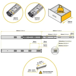 Emuca Lot de 5 jeux de coulisses de tiroirs, roulement à billes, hauteur 45mm, profondeur 300mm, sortie totale, fermeture amortie,^ Online