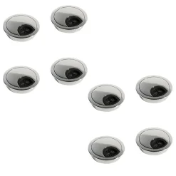 Lot de 8 passe-câbles circulaires, diamètre 60mm, à encastré Zamak, Chromé-Emuca Discount