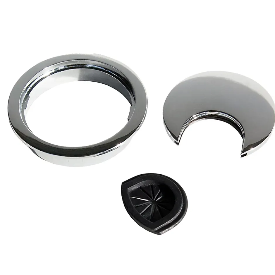 Lot de 8 passe-câbles circulaires, diamètre 60mm, à encastré Zamak, Chromé-Emuca Discount