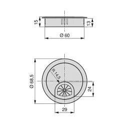 Lot de 8 passe-câbles circulaires, diamètre 60mm, à encastré Zamak, Chromé-Emuca Discount