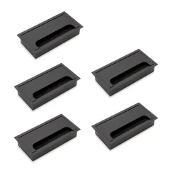 Lot de 5 Passe-câbles pour tables Quadrum, rectangulaires, 159x80mm, à encastrer, Aluminium, Peint en noir^Emuca Sale