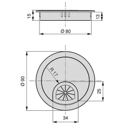 Lot de 7 passe-câbles circulaires, diamètre 80mm, à encastrer Zamak, Chromé,^Emuca Sale
