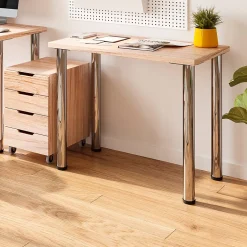 Lot de 4 pieds de table, diamètre 60mm, H 710mm, Acier, Chromé-Emuca Best