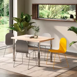 Lot de 4 pieds de table, diamètre 60mm, H 710mm, Acier, Chromé-Emuca Best