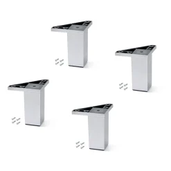 Lot de 4 pieds pour meuble Alumix 1, hauteur 100mm, Plastique, chromé^Emuca Hot