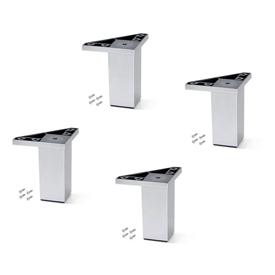 Lot de 4 pieds pour meuble Alumix 1, hauteur 100mm, Plastique, chromé^Emuca Hot