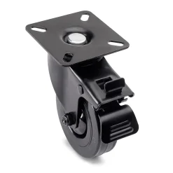 Lot de 4 roulettes Black avec plétine de montage, diamètre 75mm, Plastique et Acier, Noir-Emuca Best