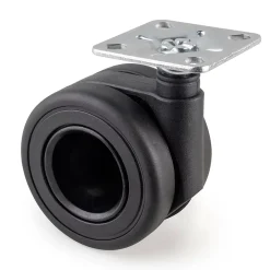 Lot de 4 roulettes Hole avec plétine de montage, diamètre 65mm, Acier, Peint en noir et Plastique-Emuca Outlet