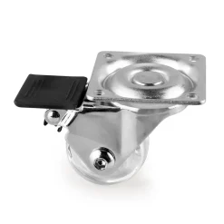 Lot de 4 roulettes transparentes Slip 3 avec plétine de montage, diamètre 35mm, Acier et Plastique-Emuca New