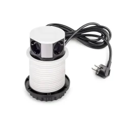 Multiconnecteur Vertikal Push diamètre 100mm, 3 prises de type Schuko, 1 USB type A, 1 USB type C, Acier et Plastique, Peint-Emuca Hot