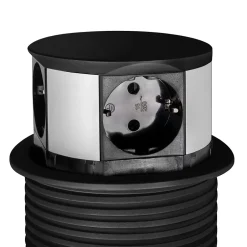 Multiconnecteur Vertikal Push diamètre 100mm, 3 prises de type Schuko, 1 USB type A, 1 USB type C, Acier et Plastique, Peint-Emuca