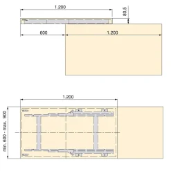 Emuca Rails de table coulissante Twice Top, Aluminium, Anodisé mat^ Hot