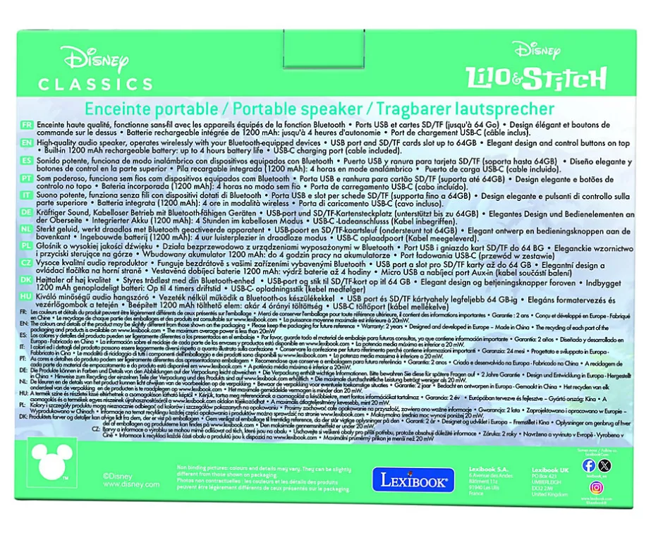 Enceinte Bluetooth portable Stitch^Lexibook Sale