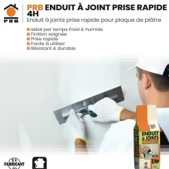 Enduit à Joint Prise Rapide 4h 5kg - Lissage et Finition Ultra-Rapide - Travaux de Rénovation Intérieure-Prb Outlet