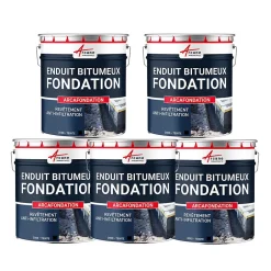Enduit bitumineux pour Fondations Murs enterrés - ARCAFONDATION. Noir - Offre Spéciale : 5 x 20KG -^Arcane Industries Sale