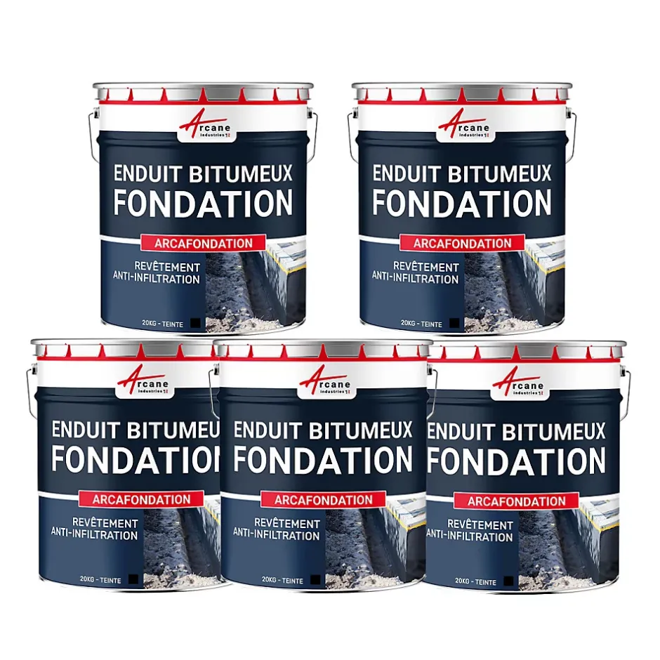 Enduit bitumineux pour Fondations Murs enterrés - ARCAFONDATION. Noir - Offre Spéciale : 5 x 20KG -^Arcane Industries Sale