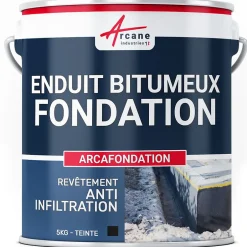 Enduit bitumineux pour Fondations Murs enterrés - ARCAFONDATION. Noir - 5 kg --Arcane Industries