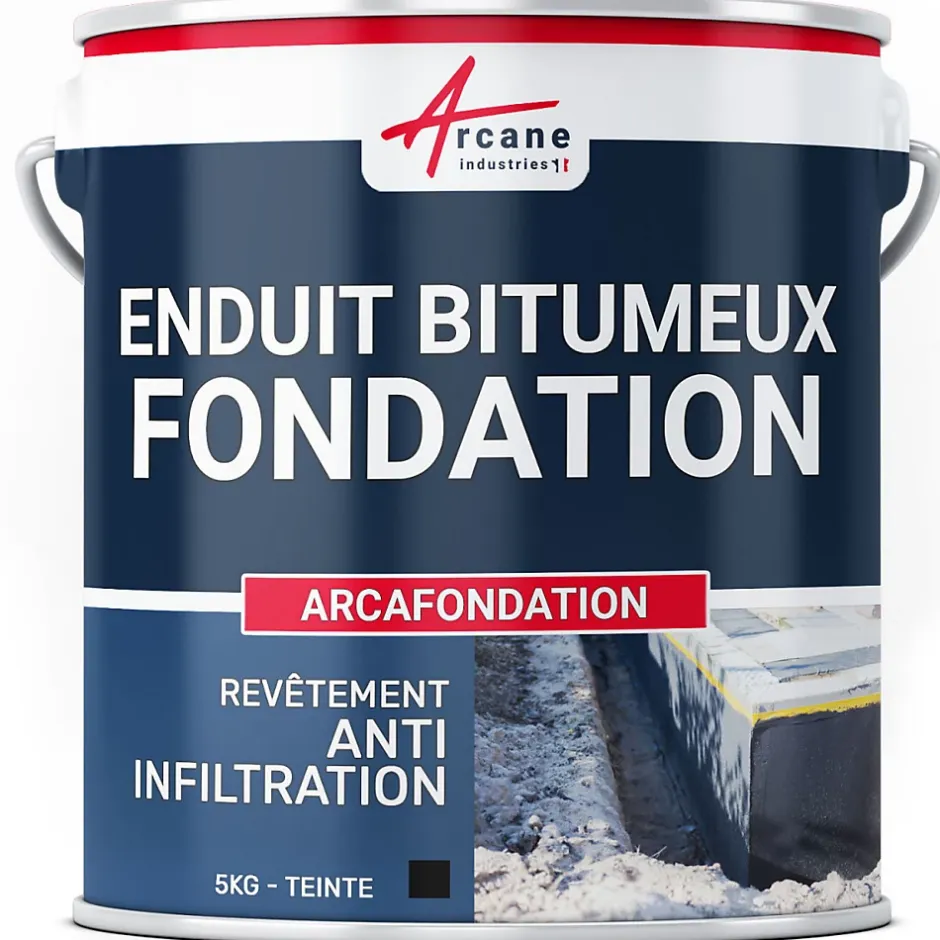 Enduit bitumineux pour Fondations Murs enterrés - ARCAFONDATION. Noir - 5 kg --Arcane Industries