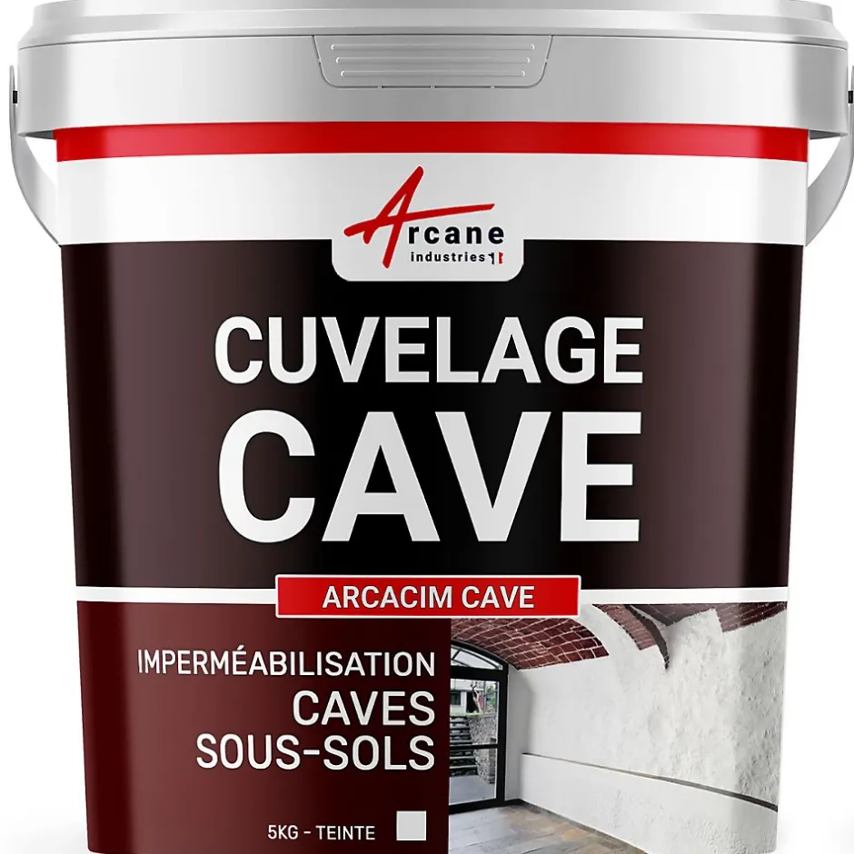 Enduit de cuvelage hydrofuge - Étanchéité cave sous-sol garage / ARCACIM CAVE Blanc - 5 kg --Arcane Industries Online